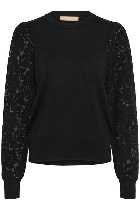 CULTURE Tröja Annemarie med Spetsdetaljer Svart
