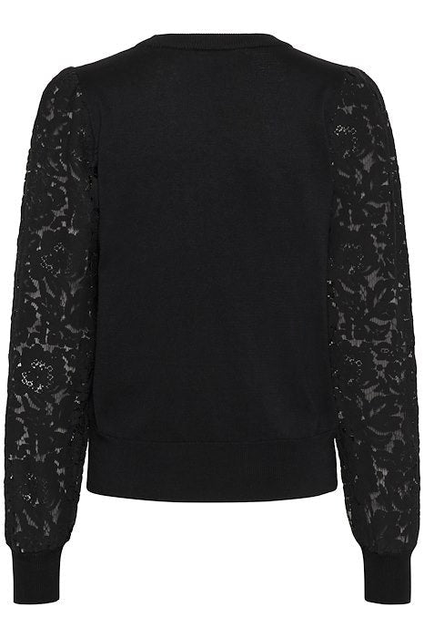 CULTURE Tröja Annemarie med Spetsdetaljer Svart