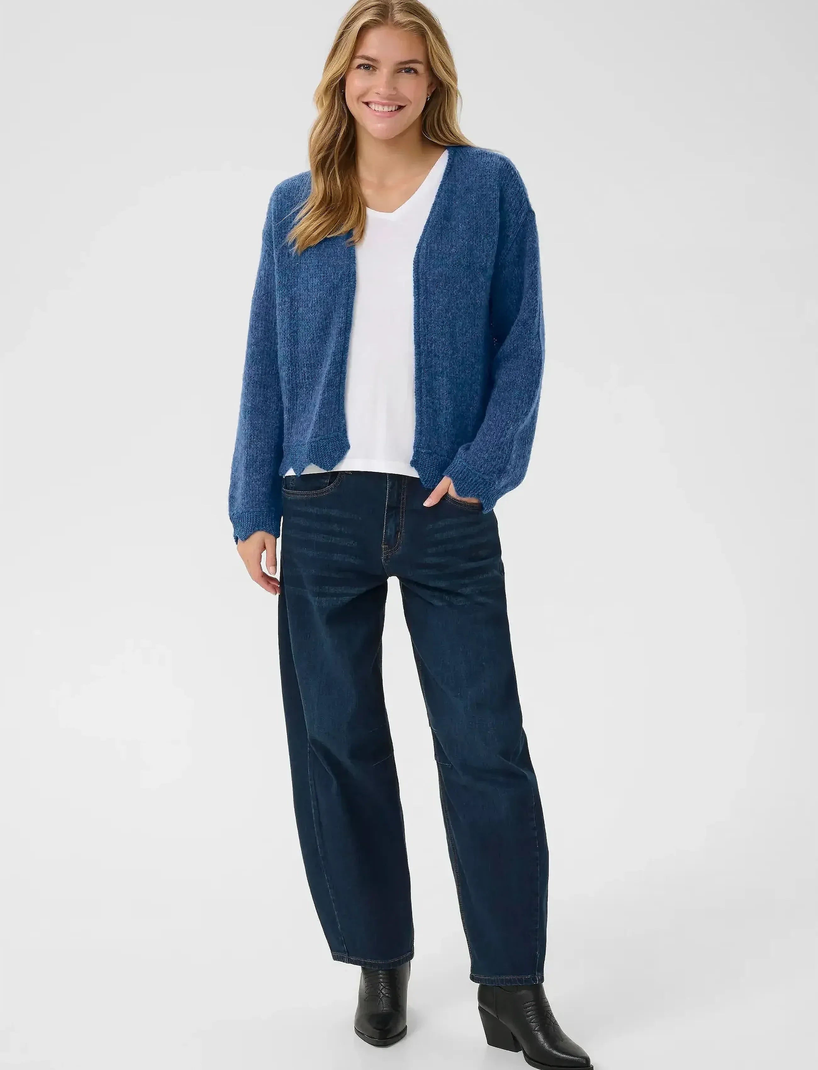 Cream Niso Stickad kofta Blå