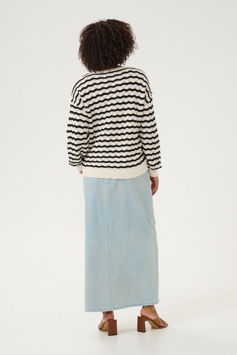 Cream Poppi Pullover Salt Pepper Stripe