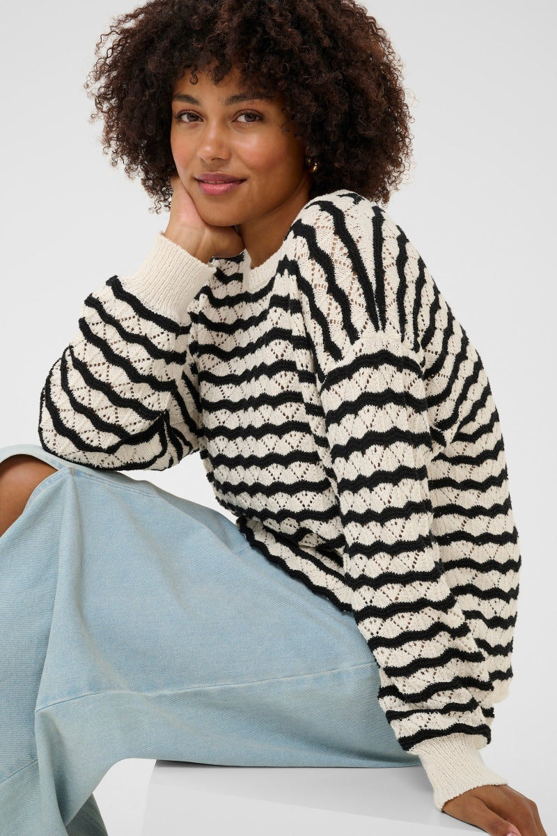 Cream Poppi Pullover Salt Pepper Stripe