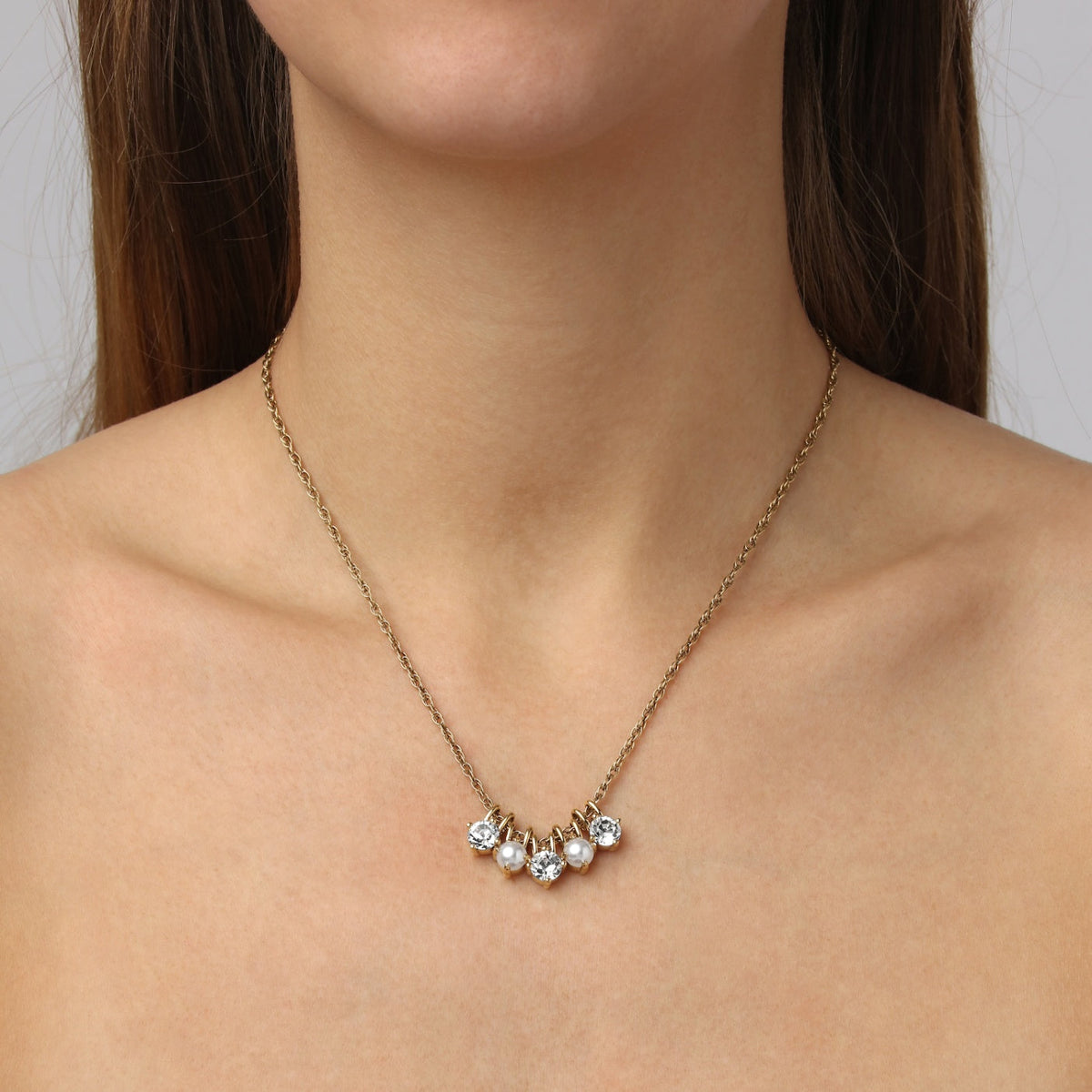 DYRBERG/KERN Halsband Phila SG Kristall / Vit Pärla