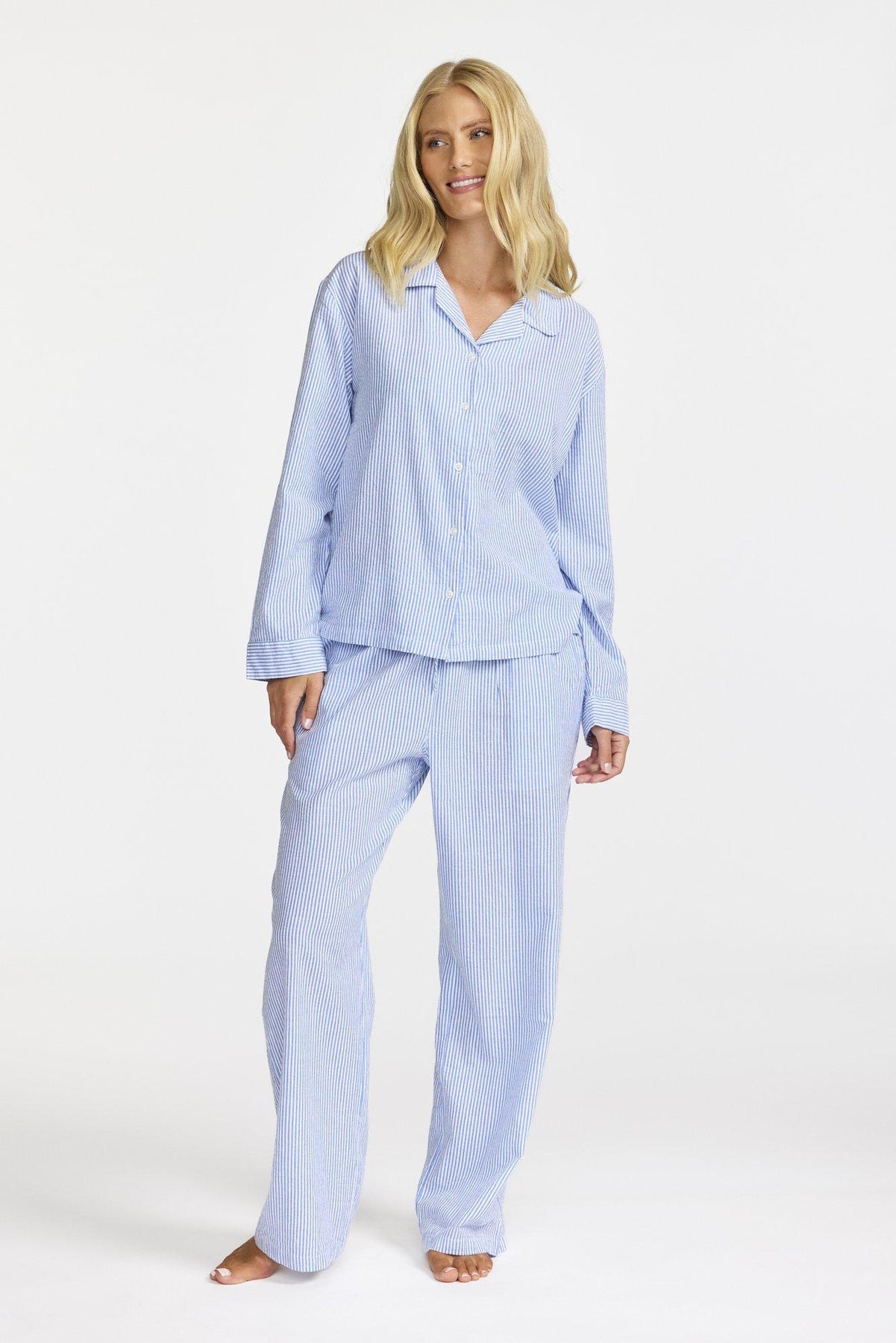 Damella Stilfull Pyjamas Blårandig