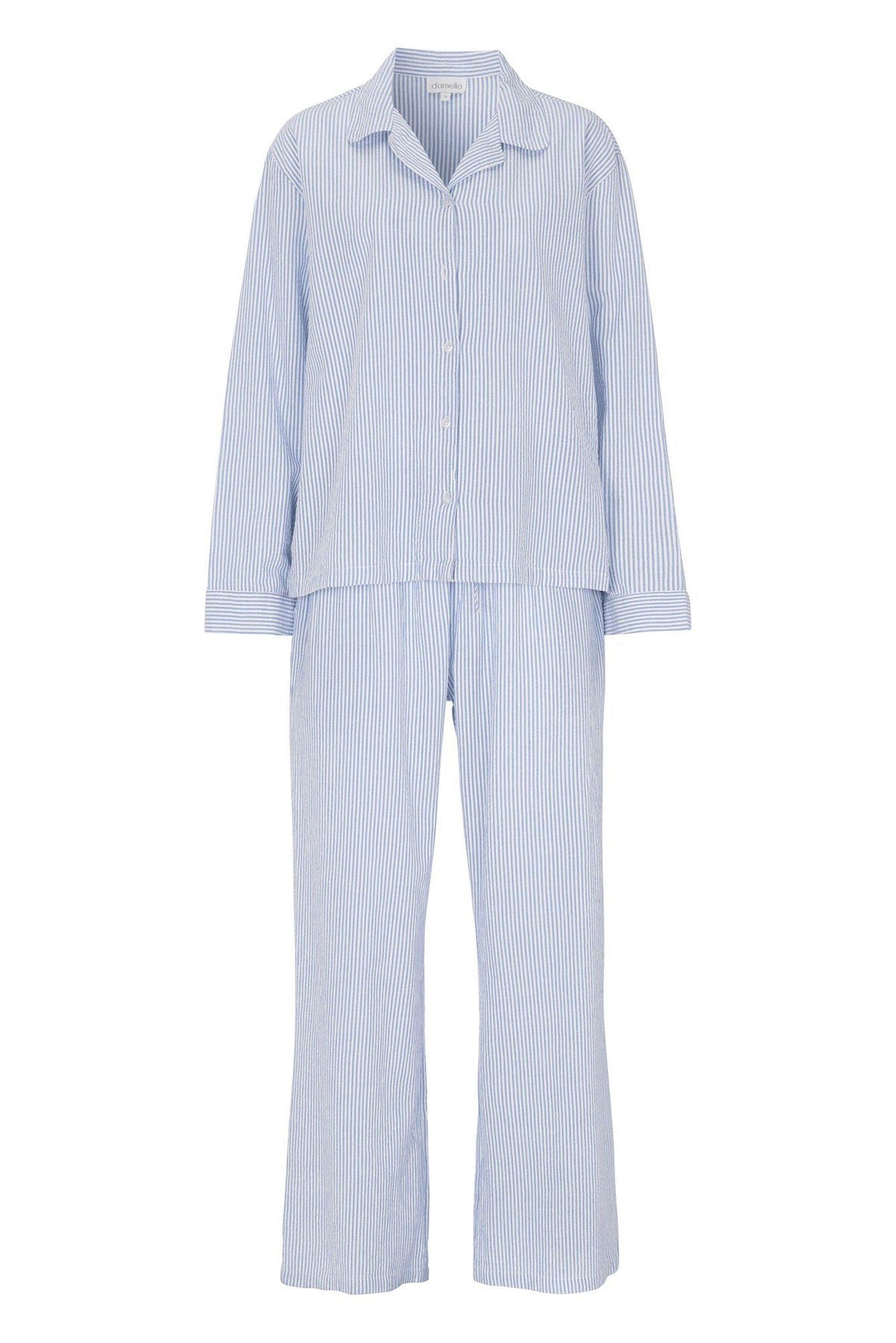 Damella Stilfull Pyjamas Blårandig