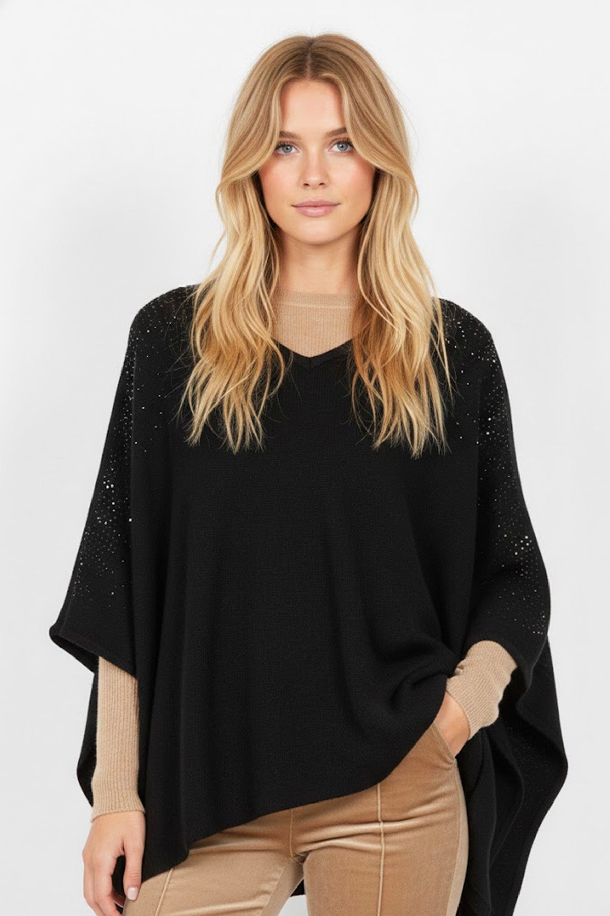 Derhy NAUTILUS Stickad Poncho Svart