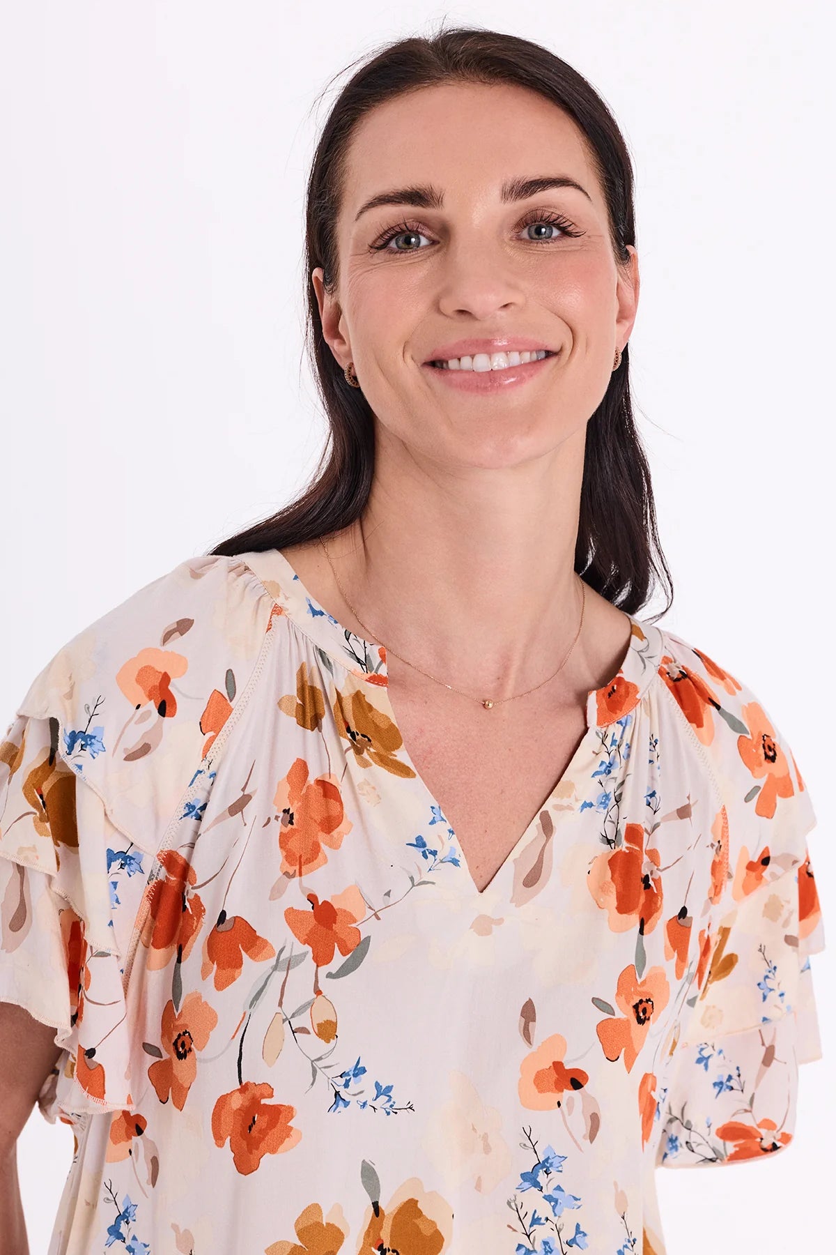 FreeQuent Blommig Klänning Adney Beige-Rosa