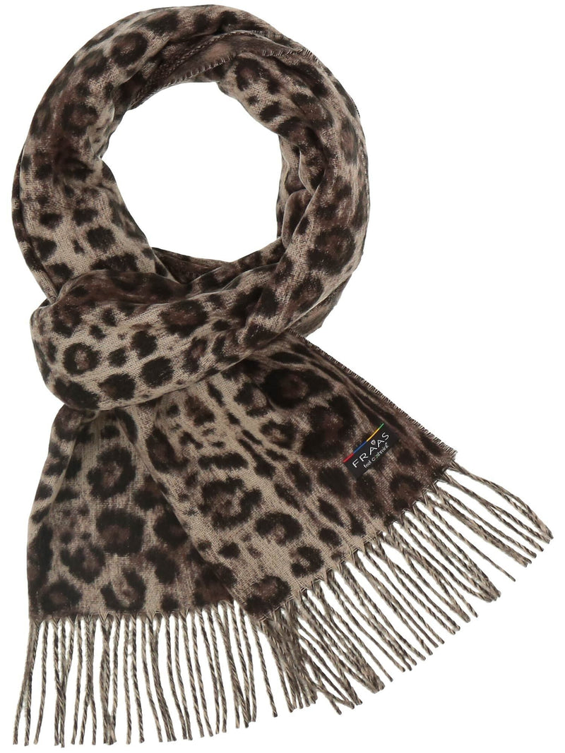 FRAAS Cashmink-halsduk med Leopardmönster Taupe
