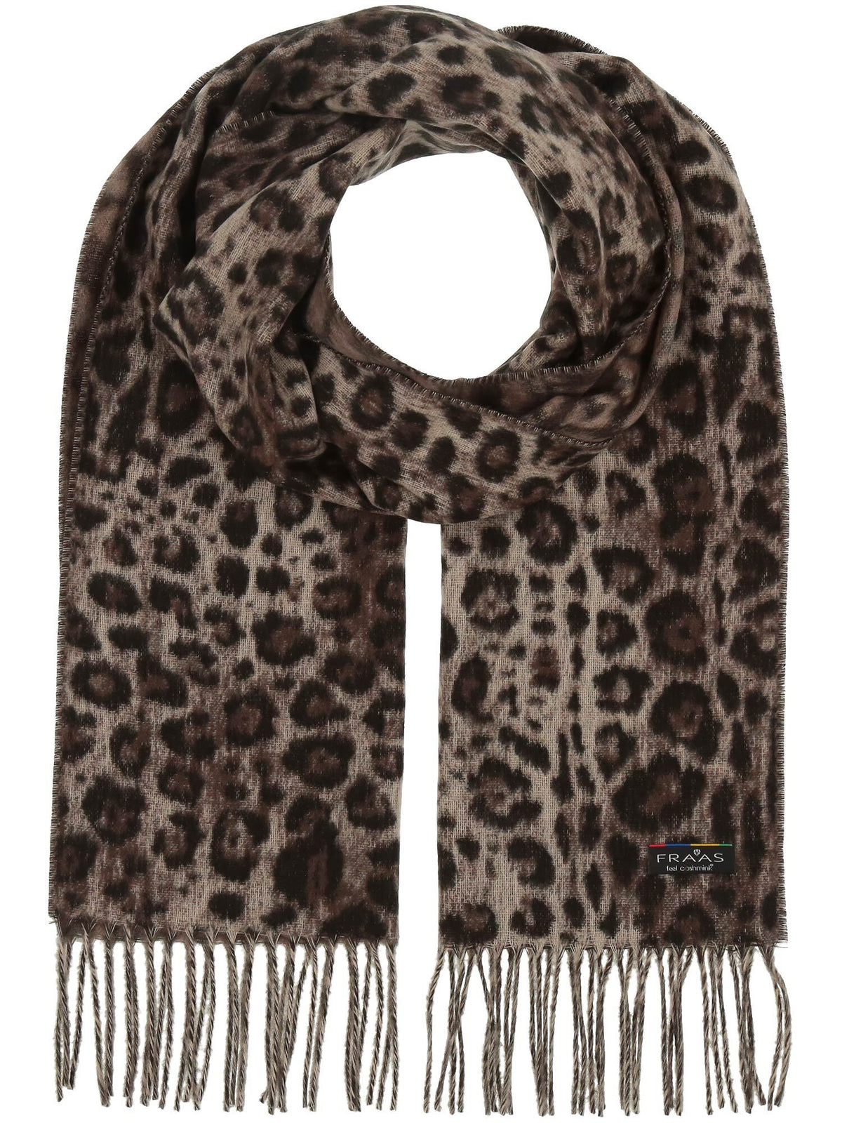 FRAAS Cashmink-halsduk med Leopardmönster Taupe