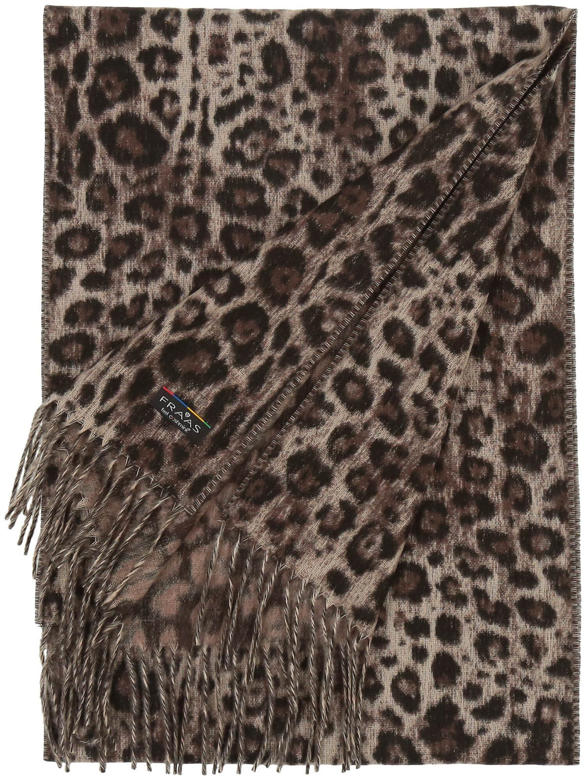 FRAAS Cashmink-halsduk med Leopardmönster Taupe