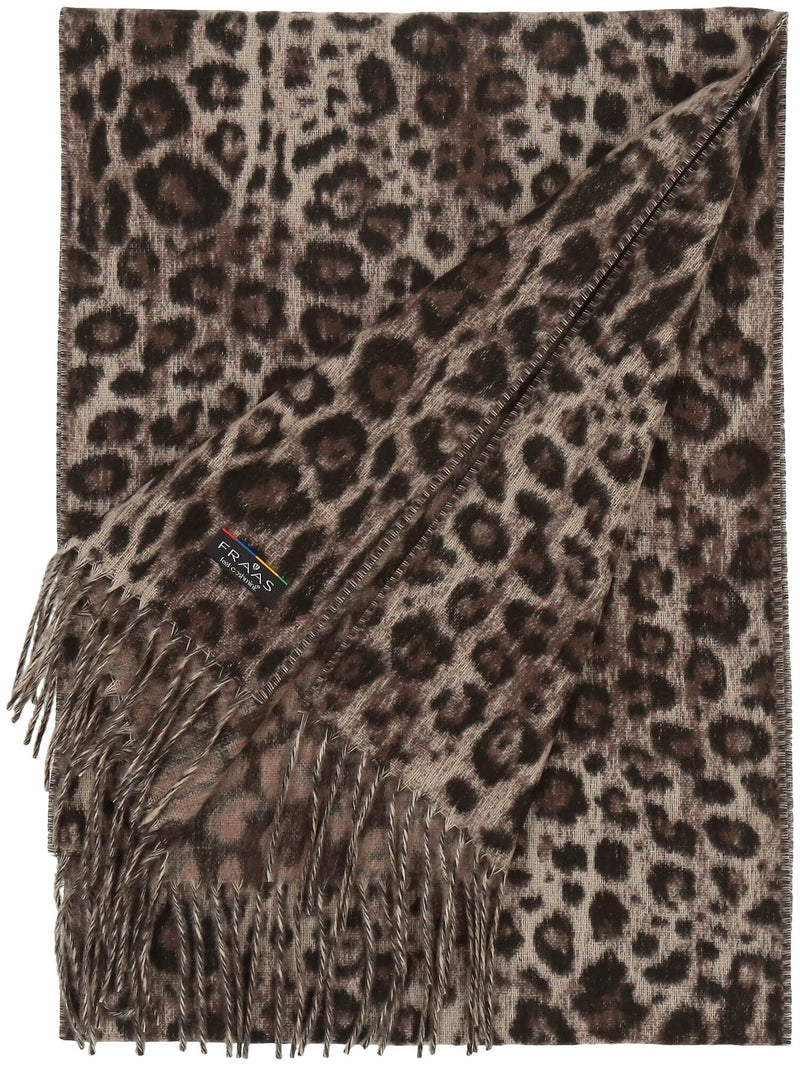FRAAS Cashmink-halsduk med Leopardmönster Taupe