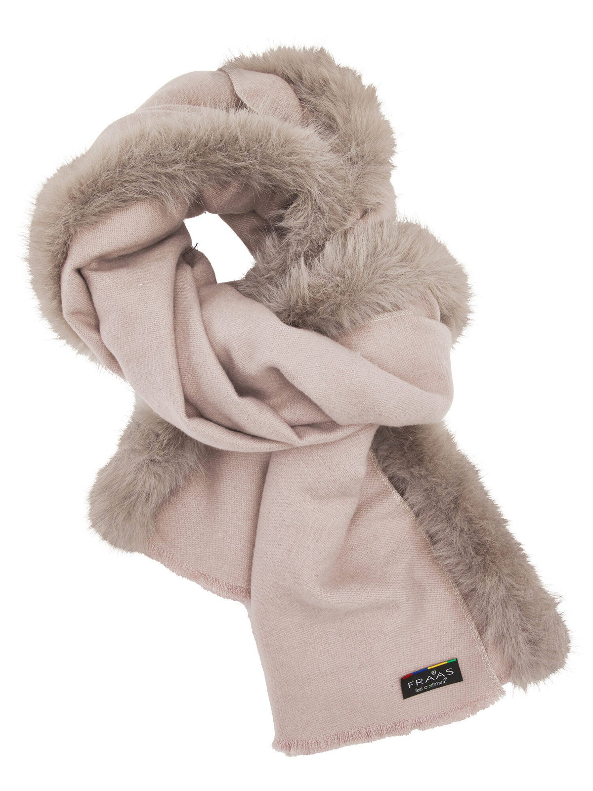 FRAAS Enfärgad Poncho med Kant i Fuskpäls Frappe