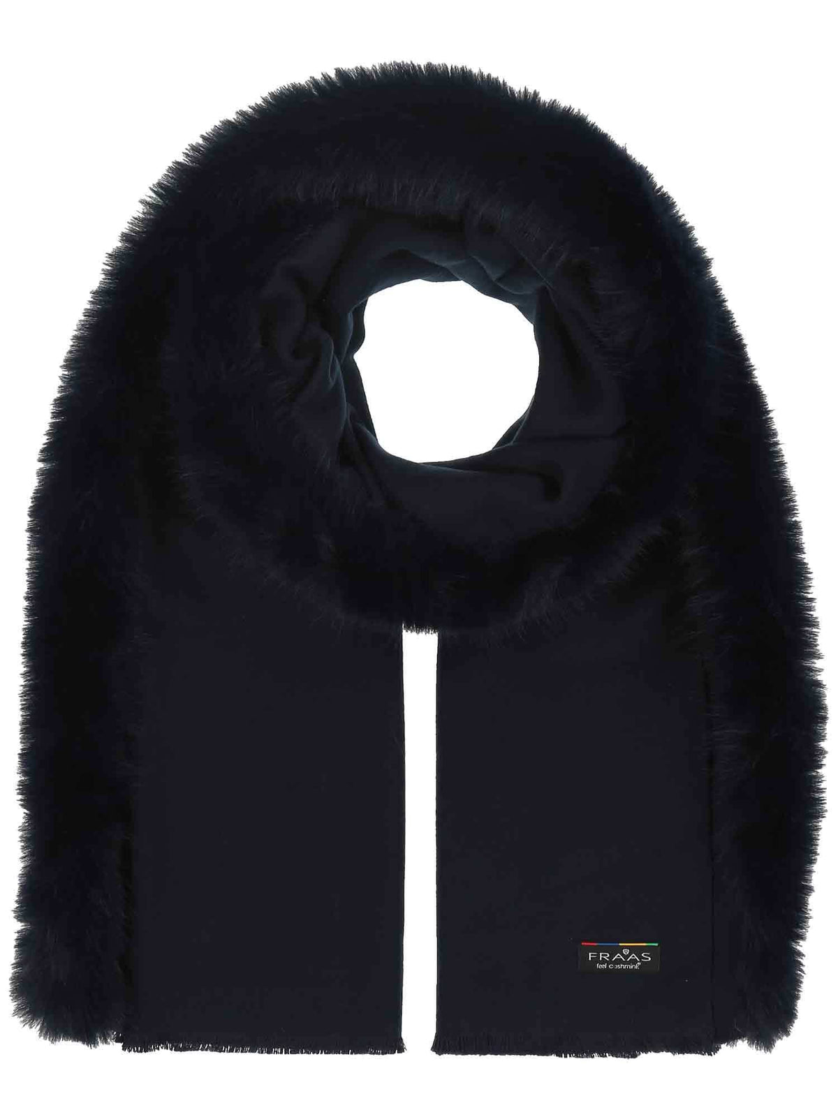 FRAAS Enfärgad Poncho med Kant i Fuskpäls Midnight