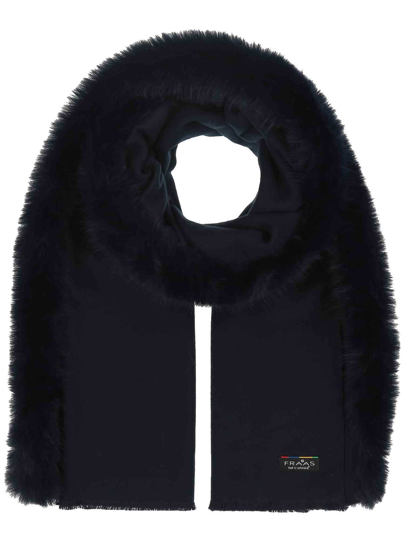 FRAAS Enfärgad Poncho med Kant i Fuskpäls Midnight
