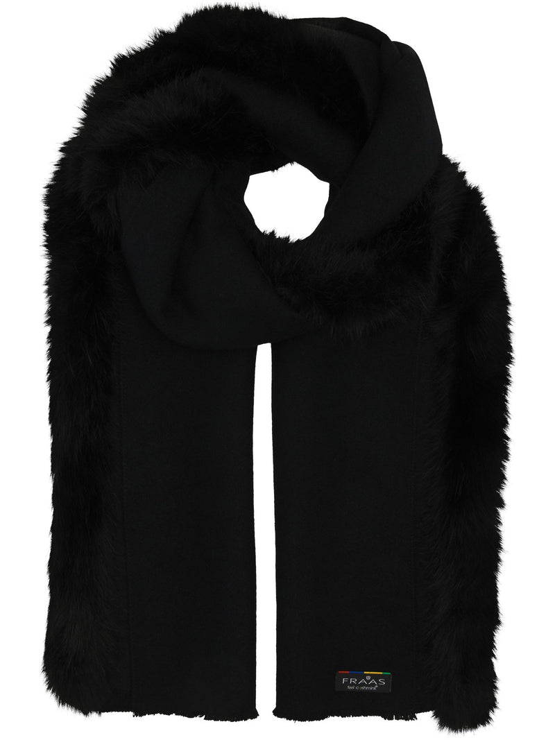 FRAAS Enfärgad Poncho med Kant i Fuskpäls Svart