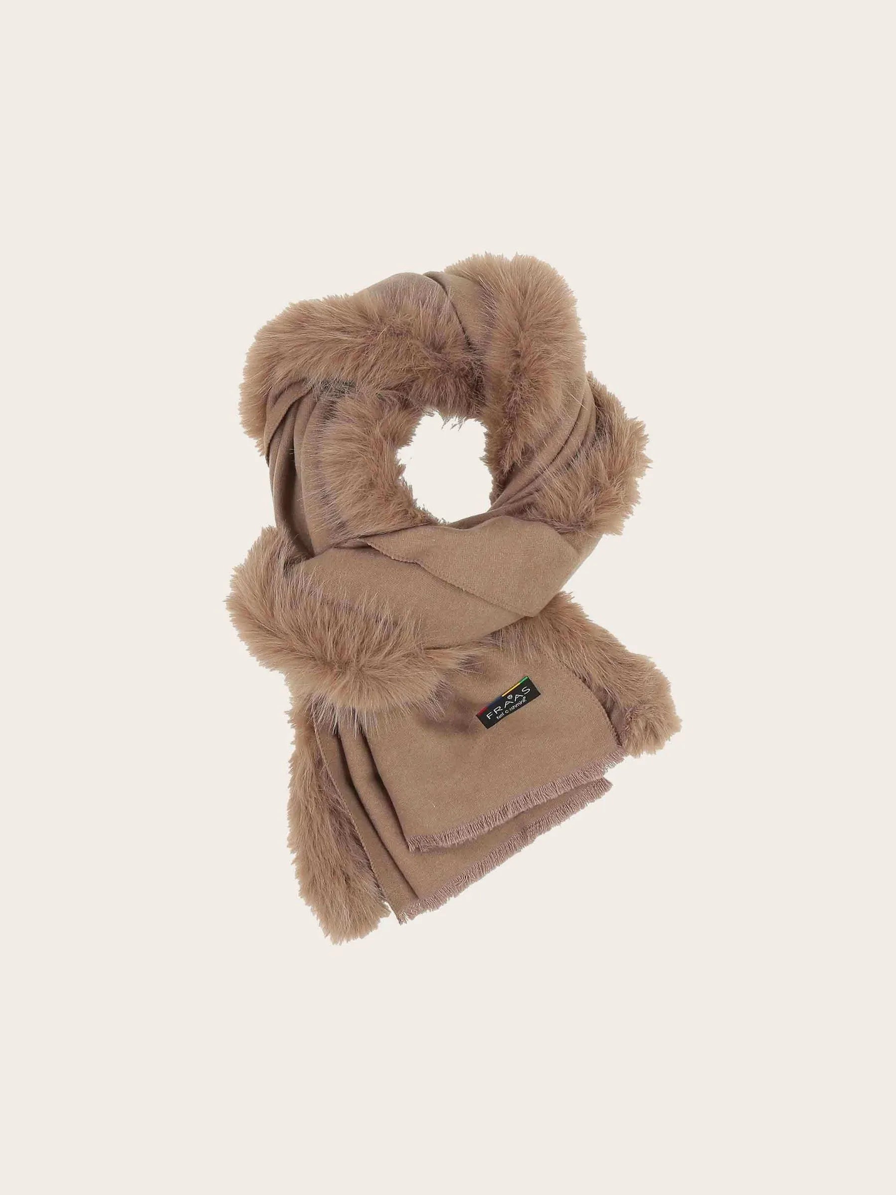 FRAAS Poncho med Fuskpäls Taupe