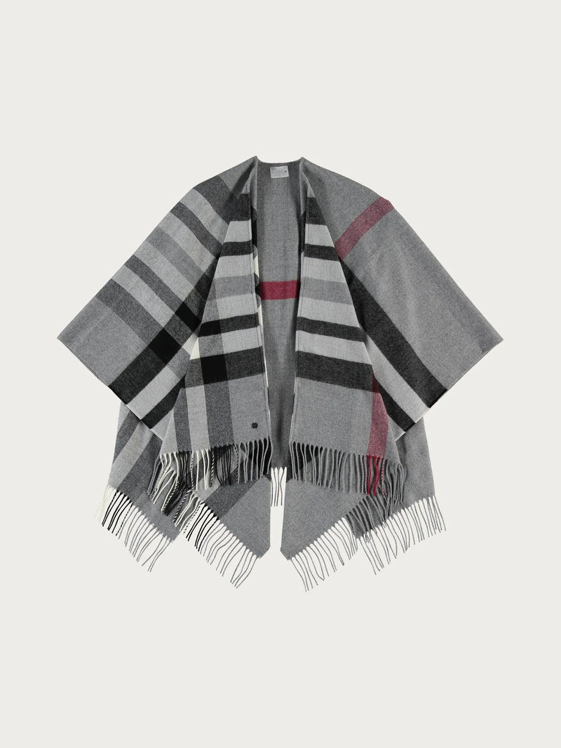 FRAAS Rutig Poncho Grå