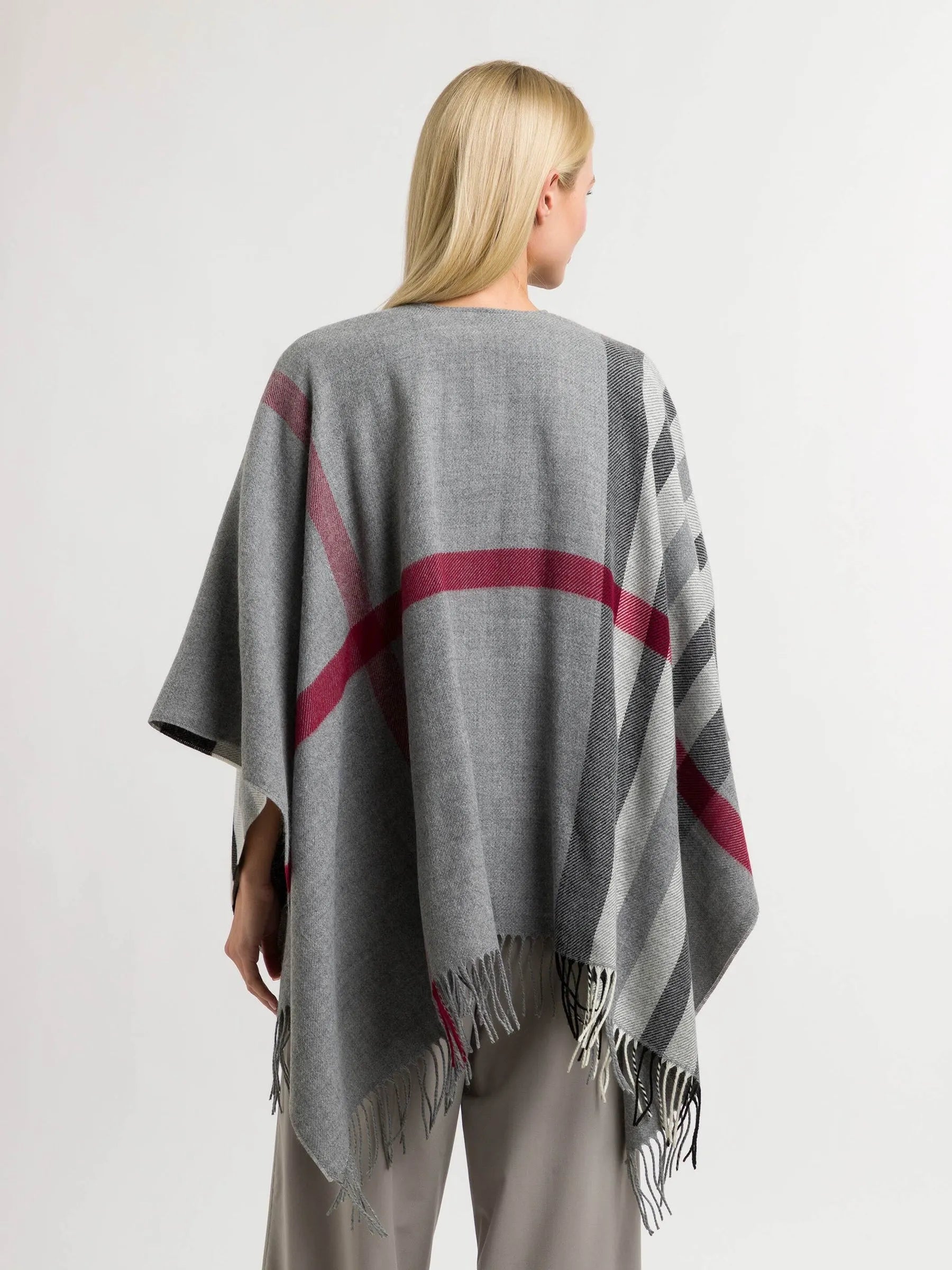 FRAAS Rutig Poncho Grå