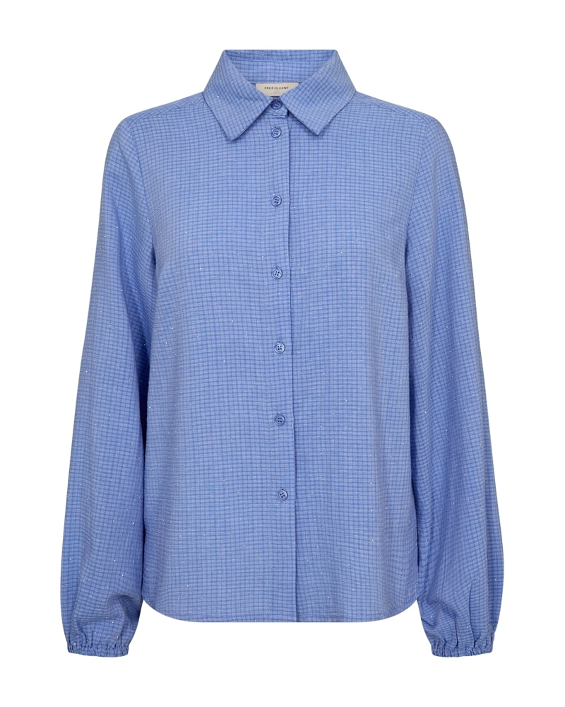 FreeQuent Skjorta Shine med Pärldetaljer Wedgewood