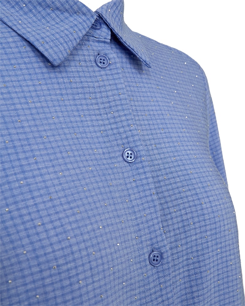 FreeQuent Skjorta Shine med Pärldetaljer Wedgewood