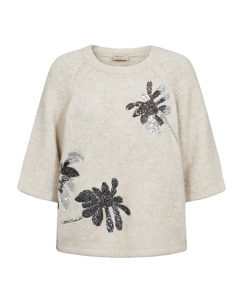 FreeQuent Tröja med Blommotiv FQGrskrela Beige