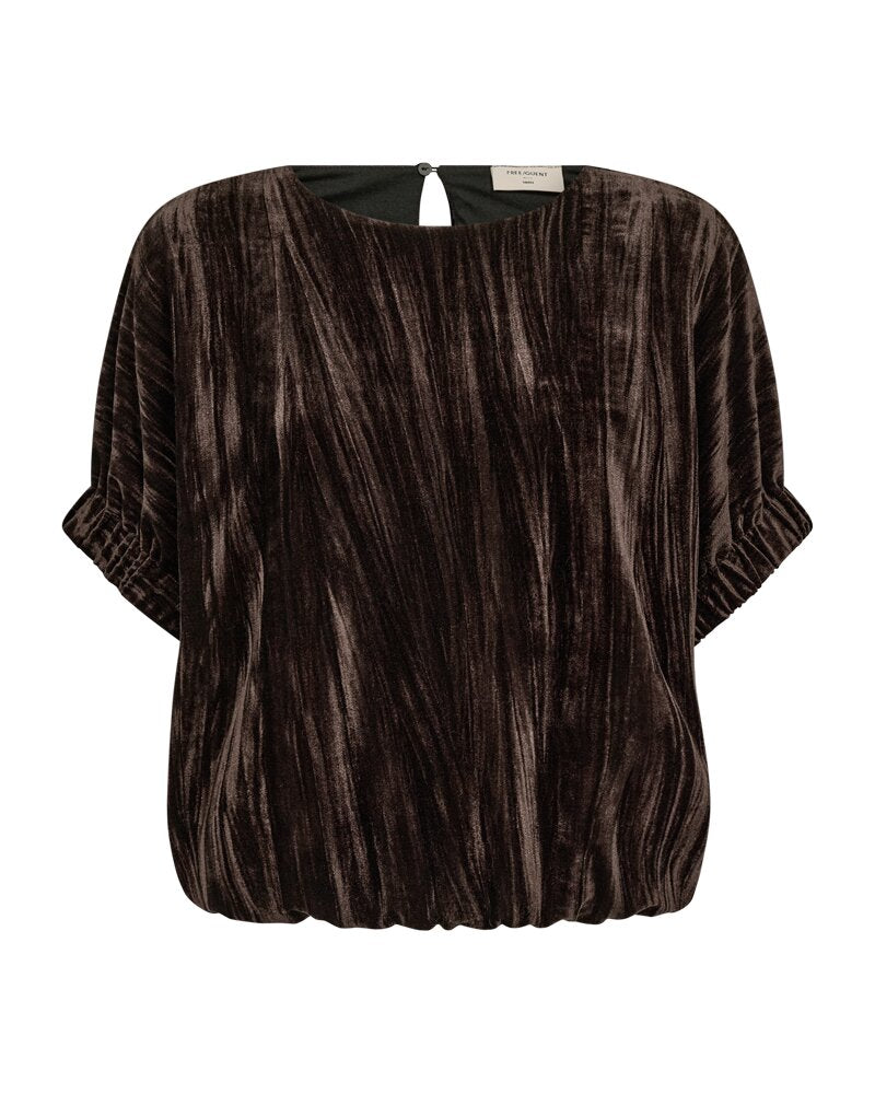 Freequent Sammetsblus med Struktur FQCandy Brun