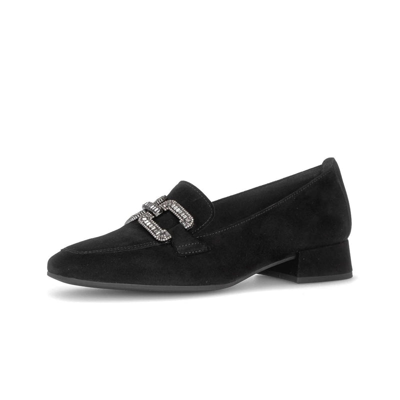 Gabor Mocka Loafers med Diamante Spänne Svart