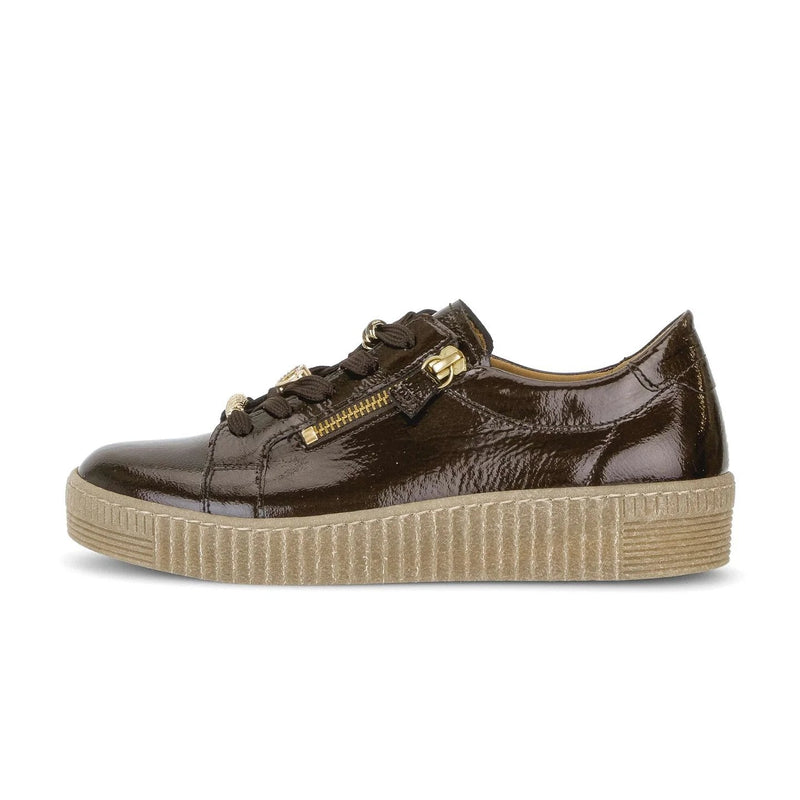 Gabor Sneaker Low Lackläder Mörkbrun