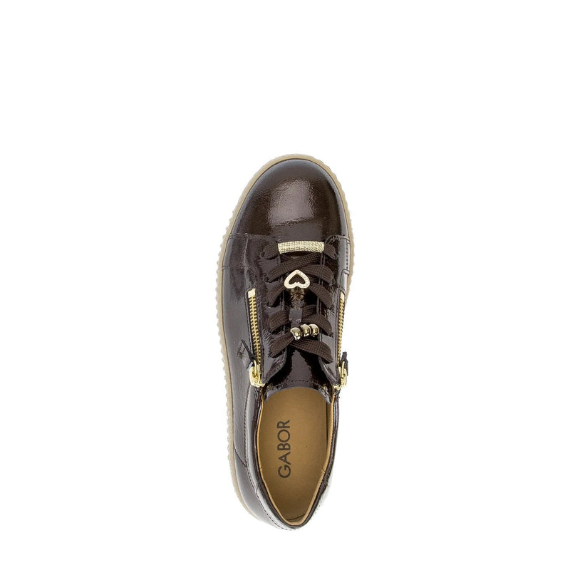 Gabor Sneaker Low Lackläder Mörkbrun