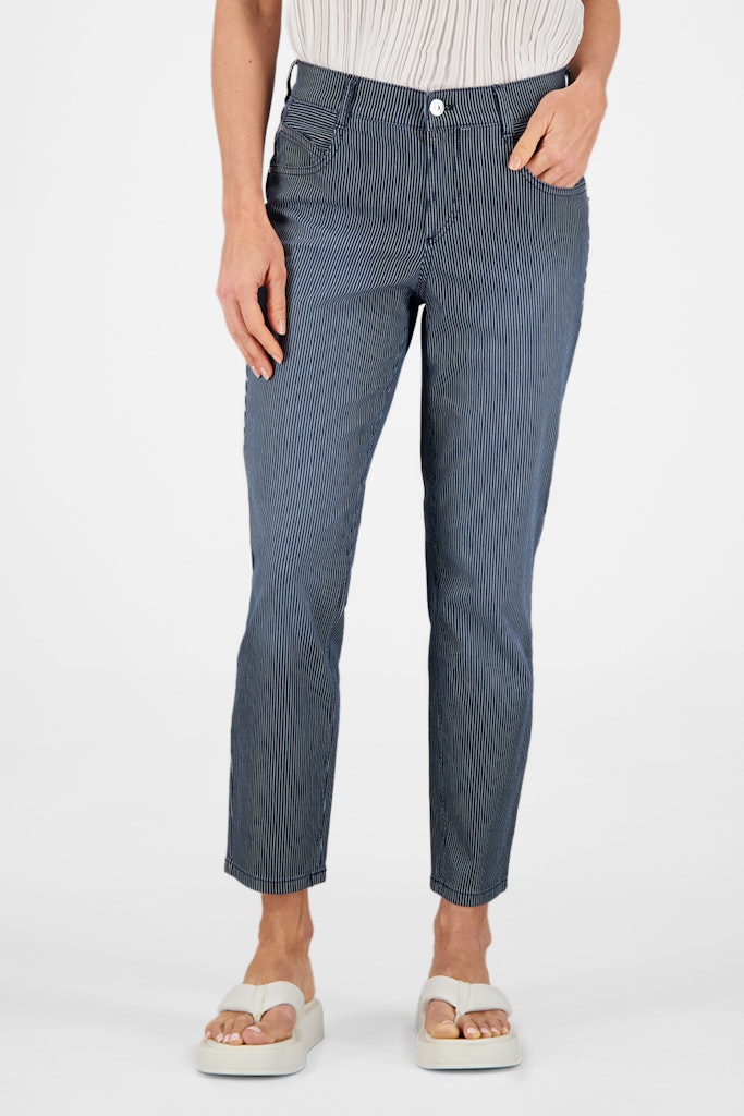 Gardeur Byxor ZURI128 med Randigt Rutigt Mönster Dark Rinse Used