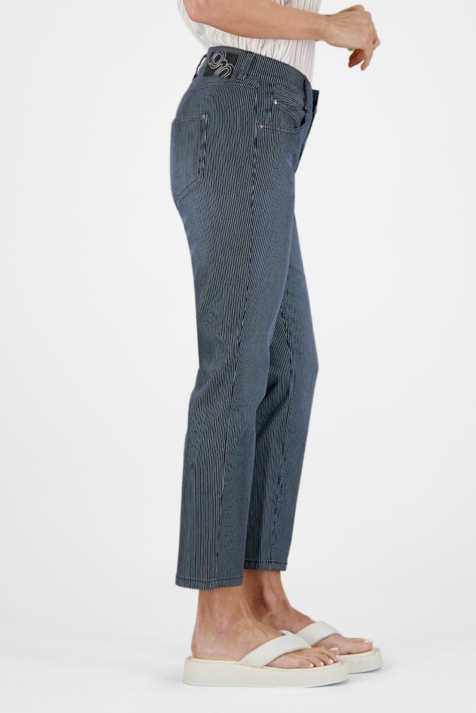 Gardeur Byxor ZURI128 med Randigt Rutigt Mönster Dark Rinse Used