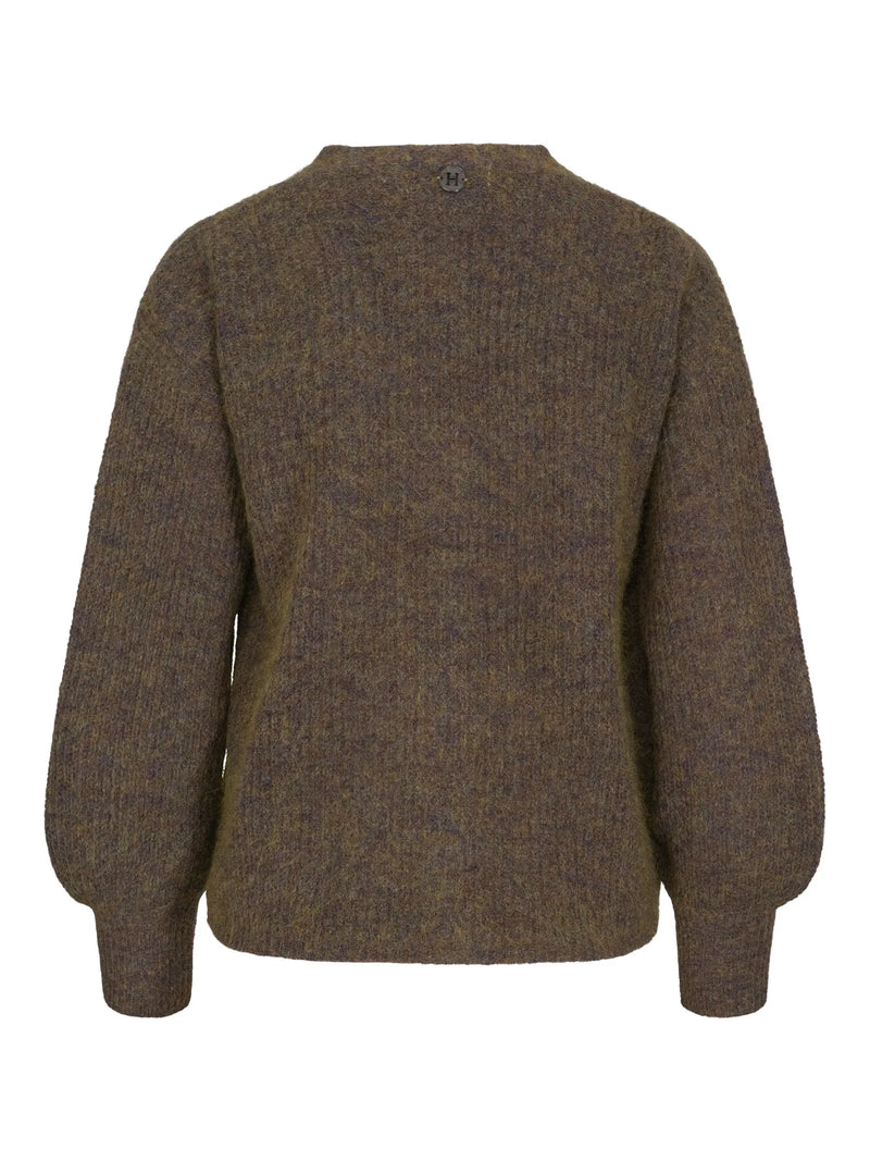 HAUST Stickad Mohairkofta Oliv