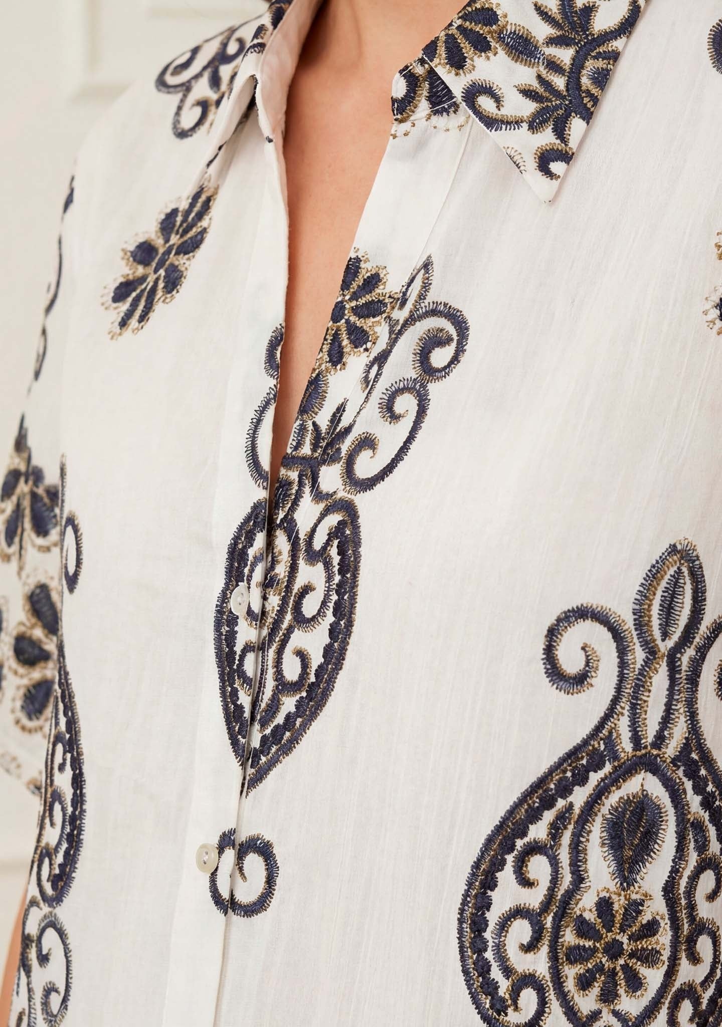 I SAY Ane Kortärmad Skjorta Summer Border Print