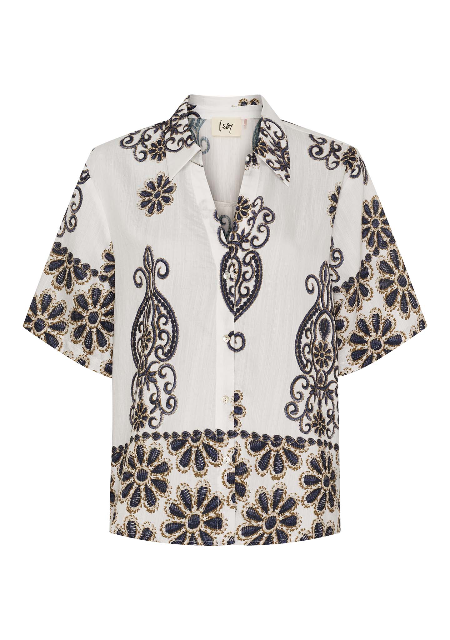 I SAY Ane Kortärmad Skjorta Summer Border Print
