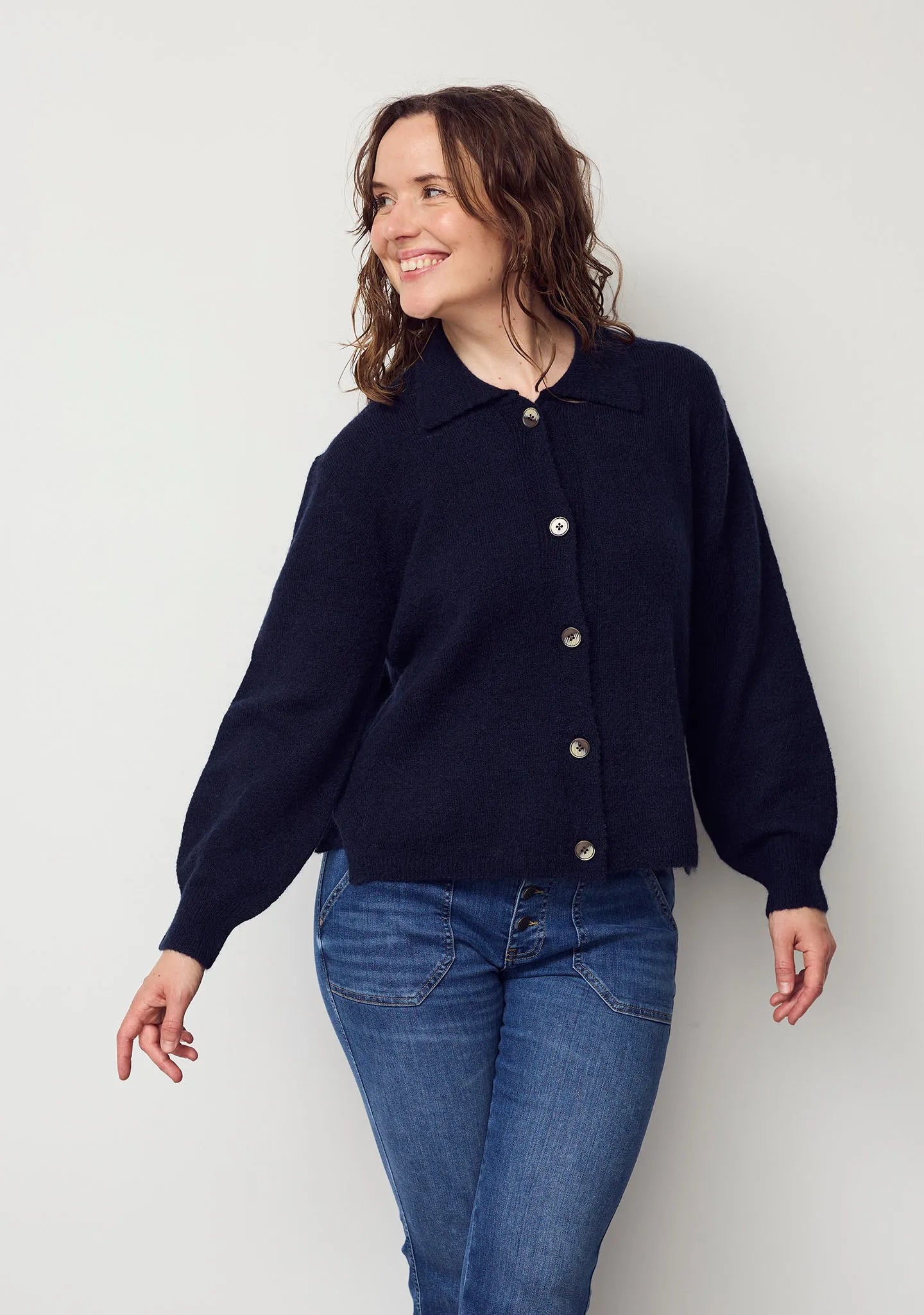 I SAY Anna Colar Cardigan Marinblå