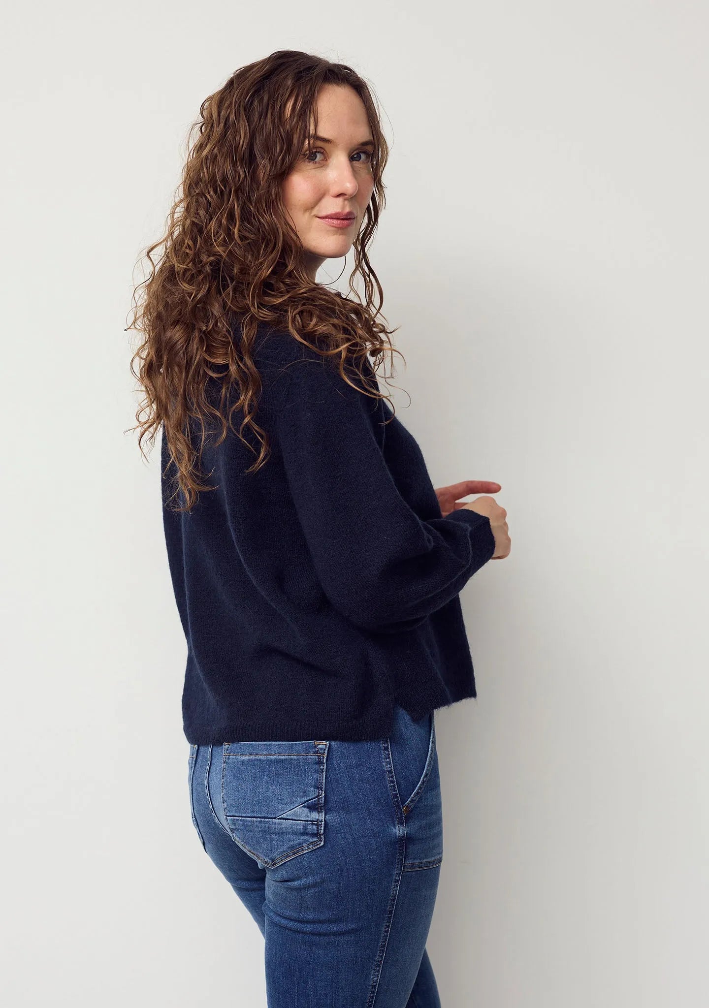 I SAY Anna Colar Cardigan Marinblå
