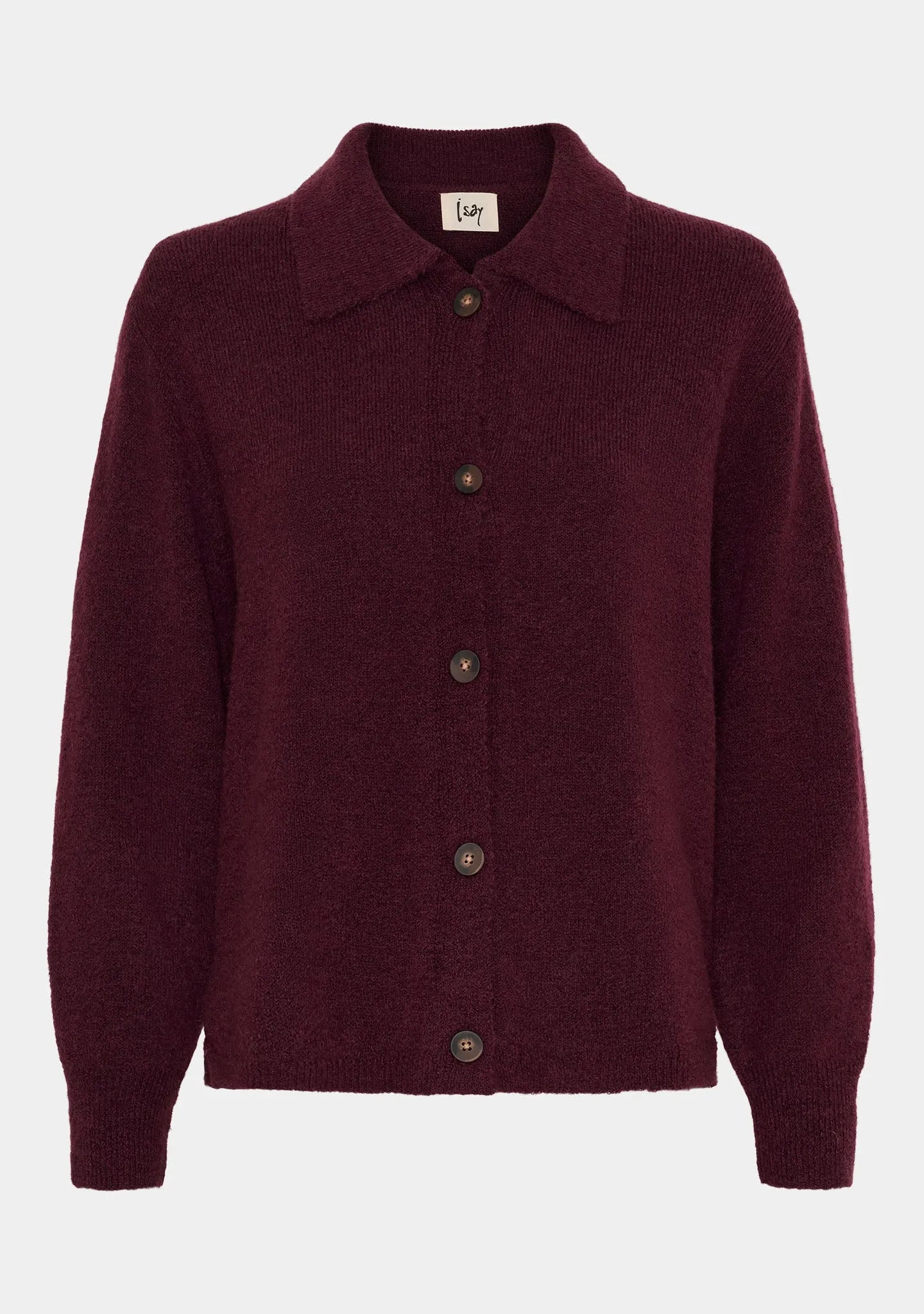 I SAY Anna Colar Cardigan Vinröd