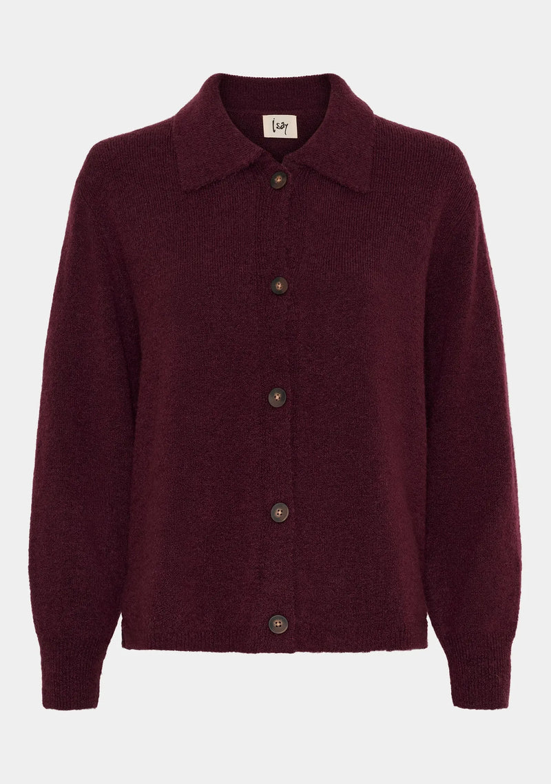 I SAY Anna Colar Cardigan Vinröd