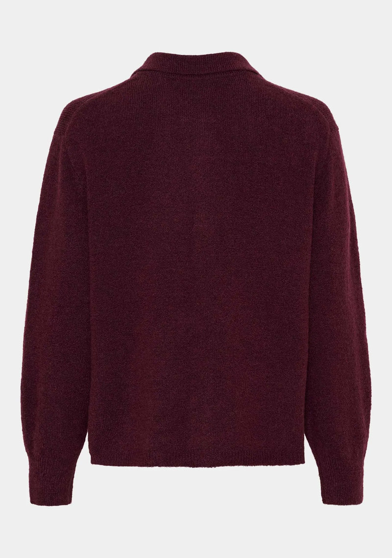 I SAY Anna Colar Cardigan Vinröd