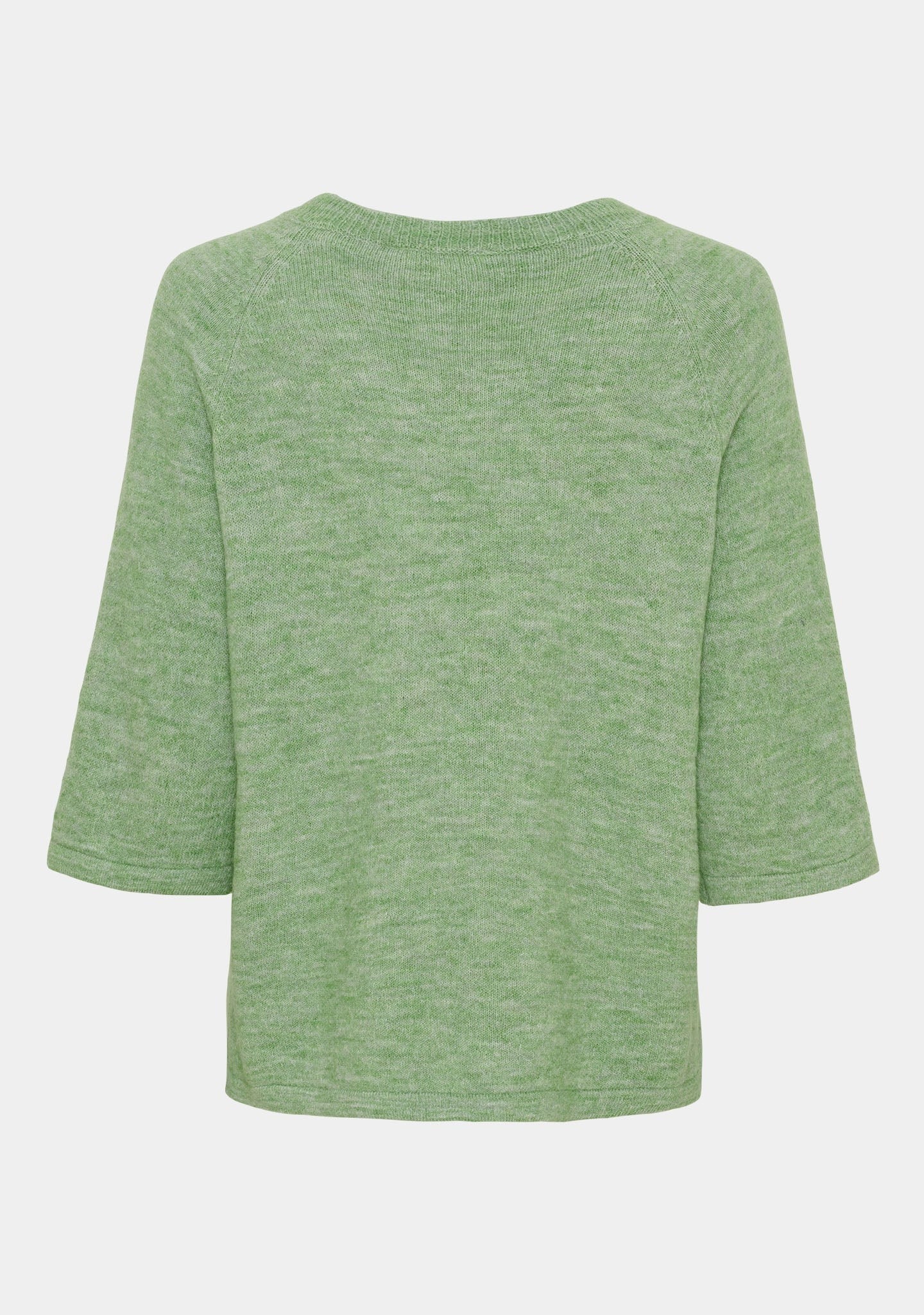 I SAY Anna s/s V-Neck Kortärmad Stickad Tröja Grön