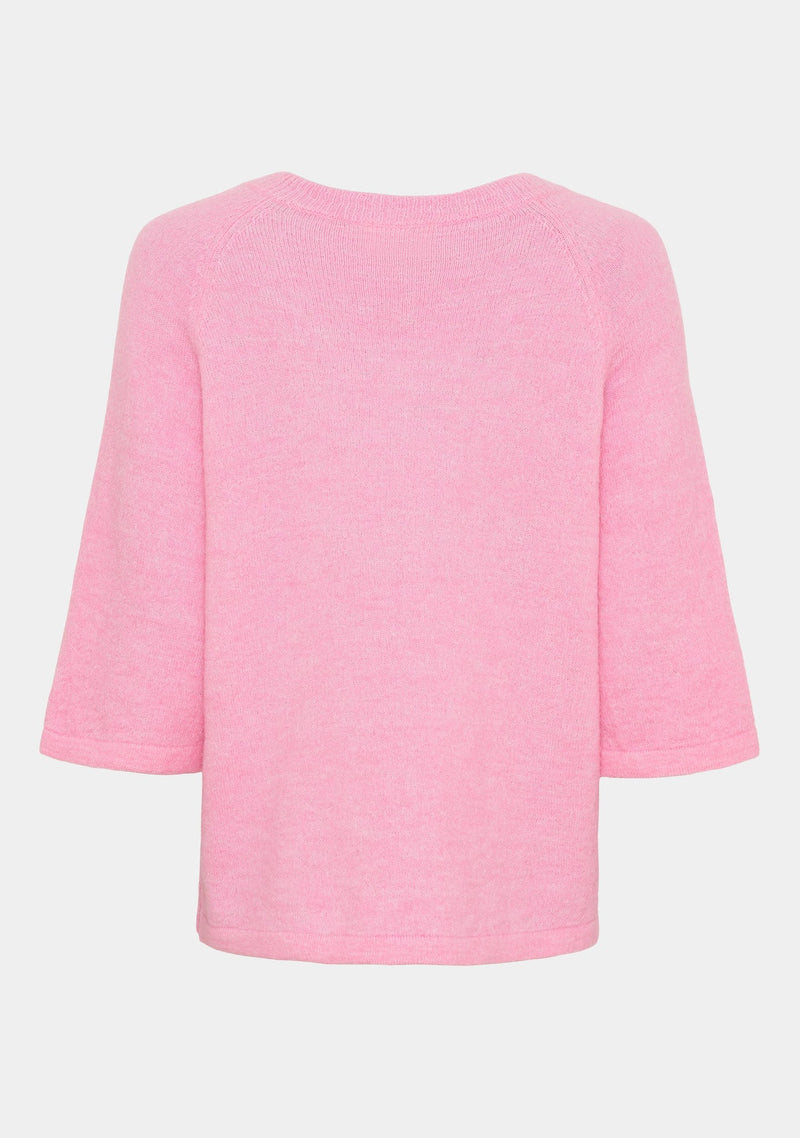 I SAY Anna s/s V-Neck Kortärmad Stickad Tröja Rosa