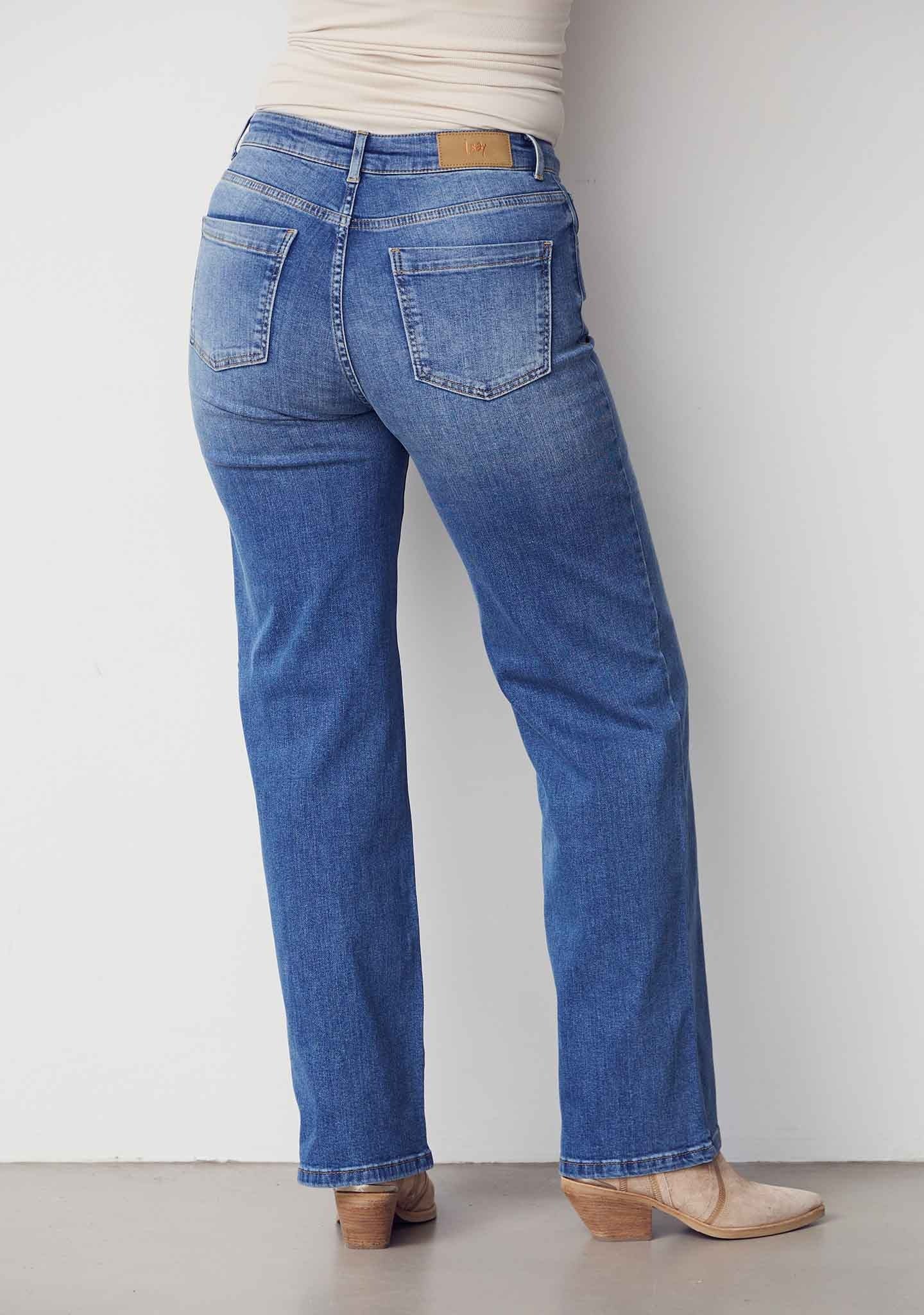 I SAY Bologna Klassiska jeans med Raka Ben Mid Denim