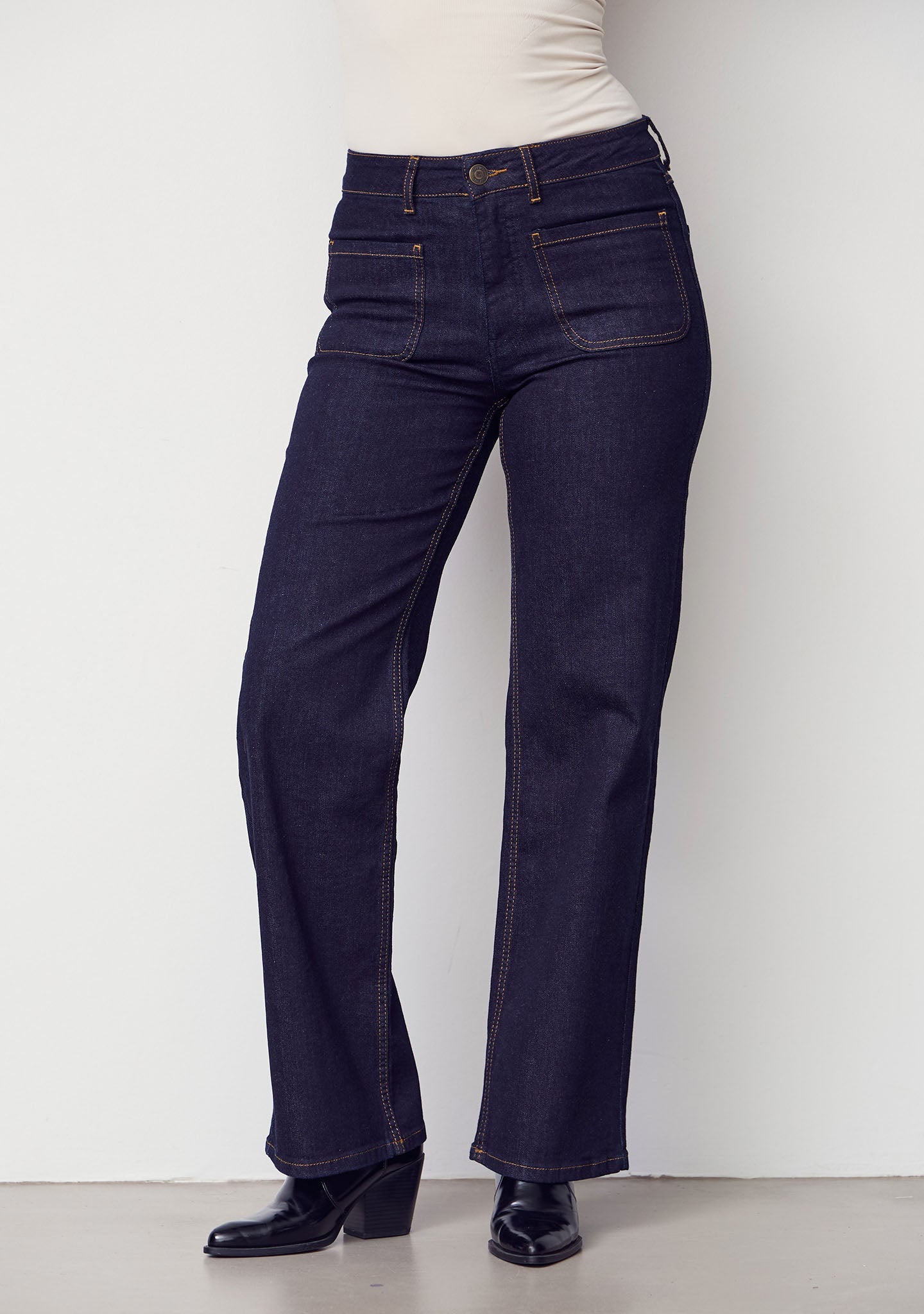 I SAY Bologna New Raka Jeans med Hög Midja Mörkblå
