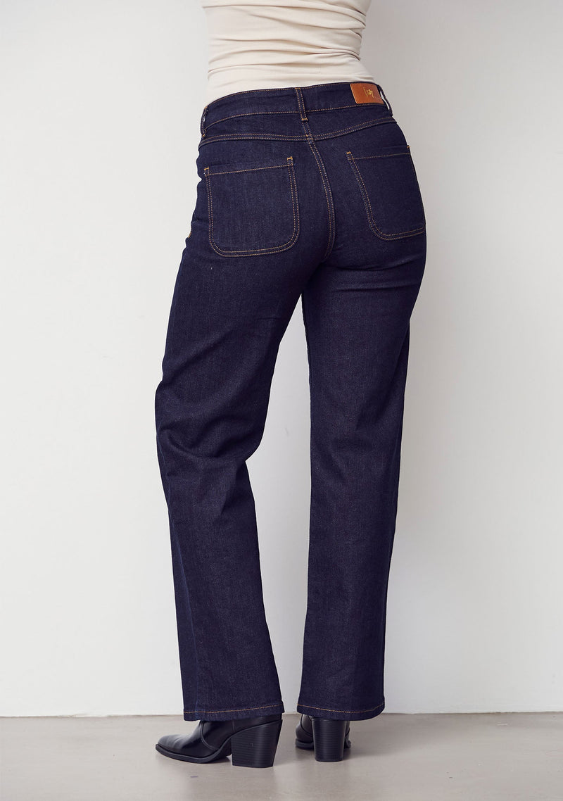 I SAY Bologna New Raka Jeans med Hög Midja Mörkblå