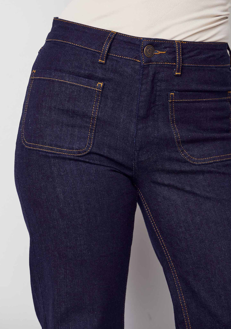 I SAY Bologna New Raka Jeans med Hög Midja Mörkblå