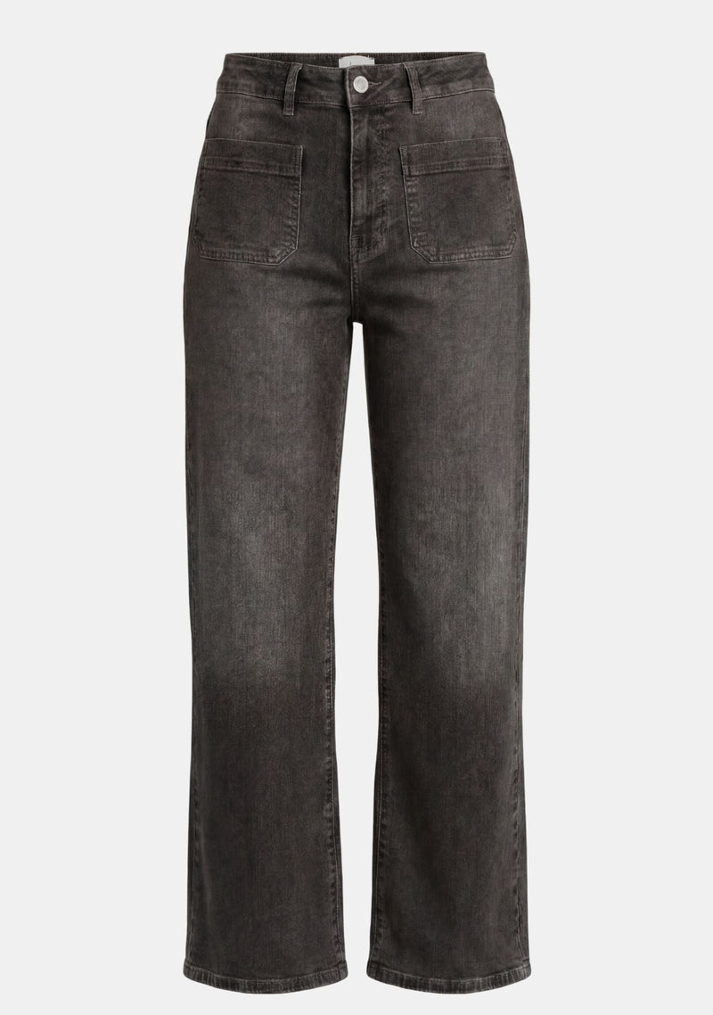 I SAY Bologna Wide Jeans med Fyrkantsfickor Tvättad Grå