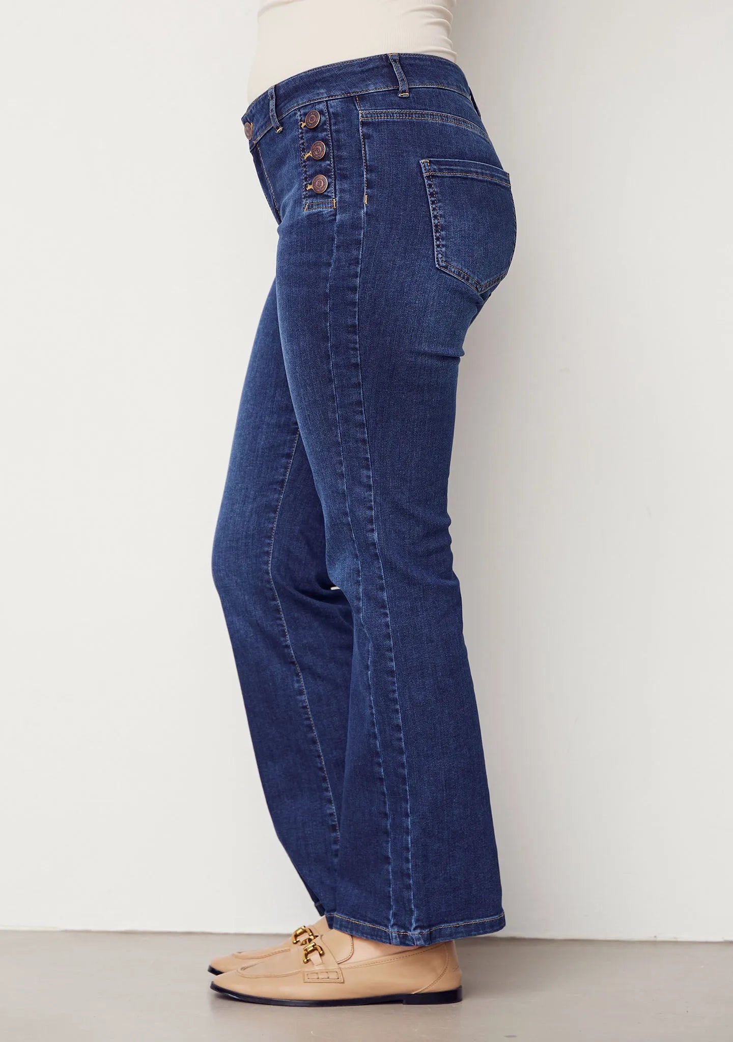 I SAY Como Flare Jeans Med Knappar Dark Denim