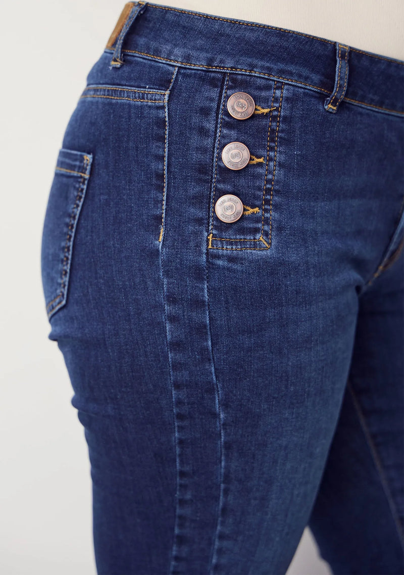 I SAY Como Flare Jeans Med Knappar Dark Denim