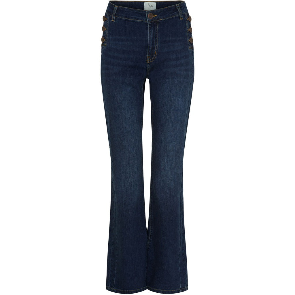 I SAY Como Flare Jeans med knapp Dark denim