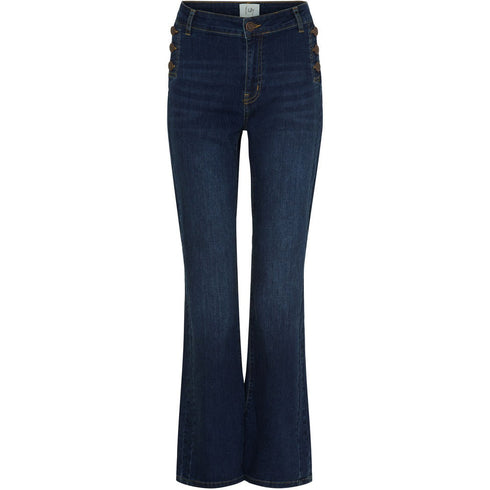 I SAY Como Flare Jeans med knapp Dark denim