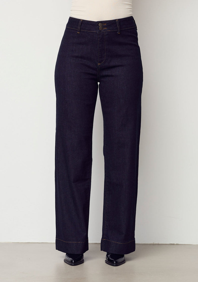 I SAY Como Raka Jeans med Hög Midja Otvättad Denim